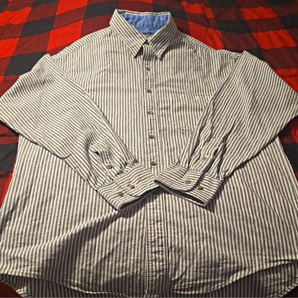 Twenty X by Wrangler Men's Classic Fit Striped Dress Shirt 16.5 34/35